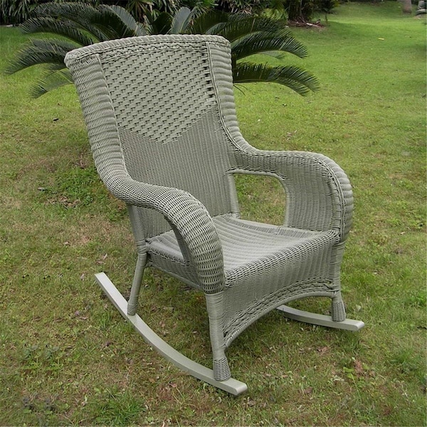 International Caravan San Tropez Resin Wicker Aluminum Rocker, Antique Moss 4007-1CH-AM - main